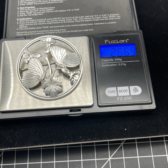 Georg Jensen Denmark Sterling Silver Butterfly Flower Large Circle Brooch #283 - Picture 7 of 7